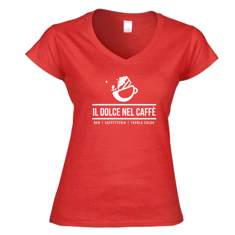 T-Shirt Donna Scollo V Il Dolce nel Caffè