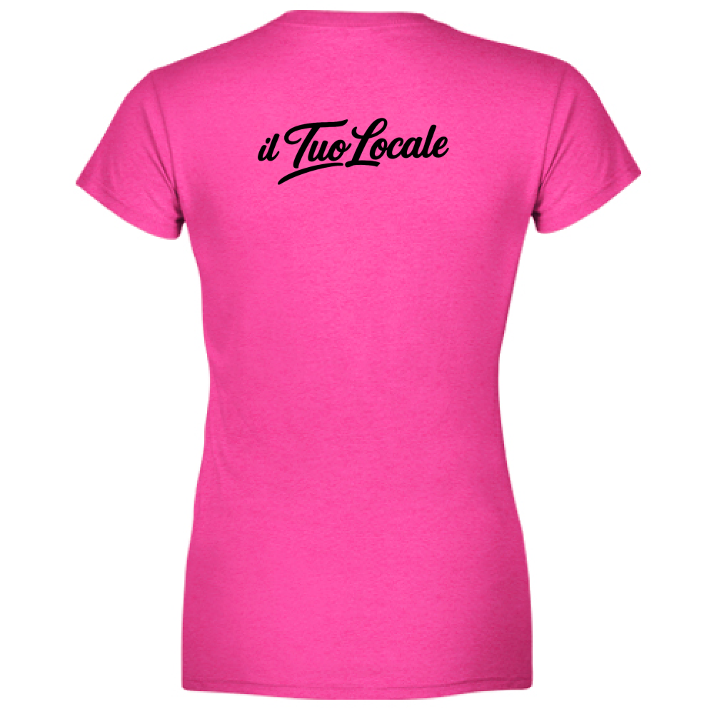 T-Shirt Donna Scollo V Stampa Retro Il Tuo Locale