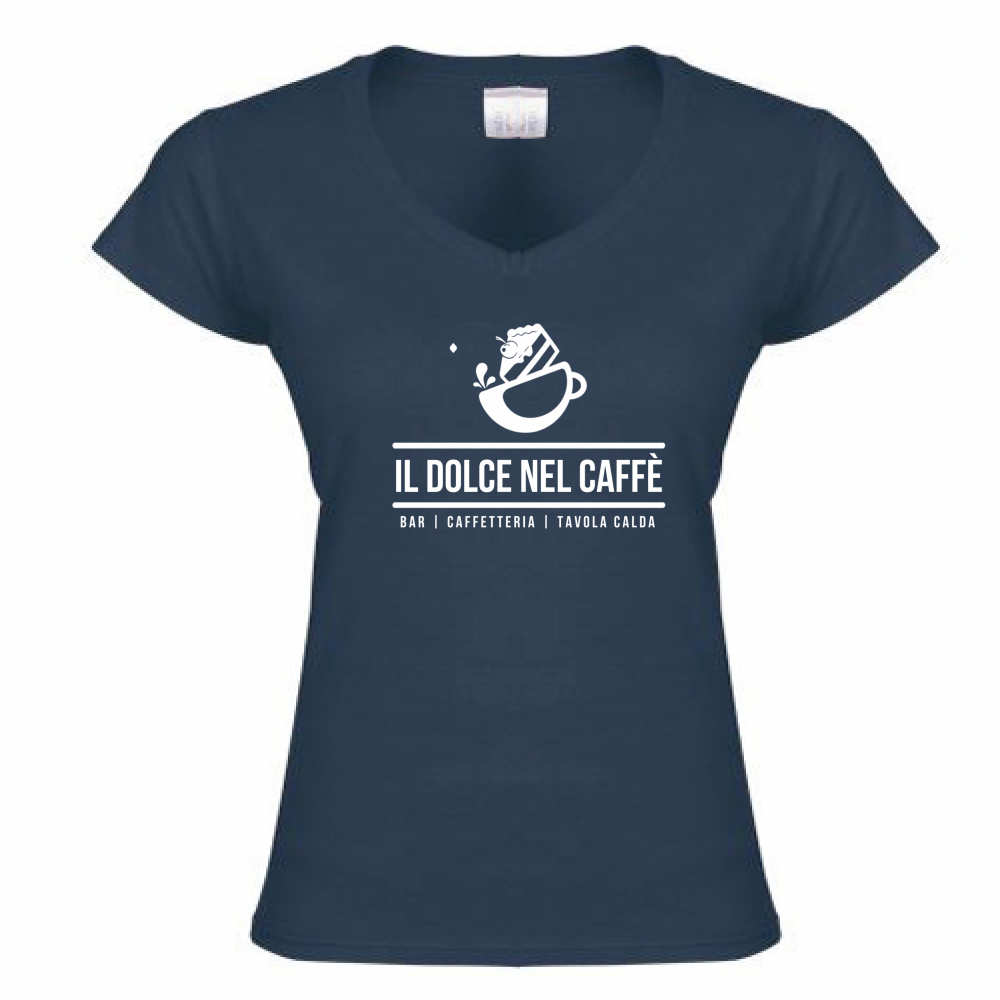 T-Shirt Donna Scollo V Il Dolce nel Caffè