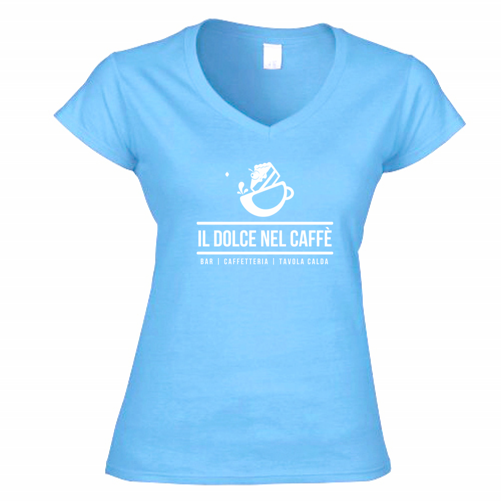 T-Shirt Donna Scollo V Il Dolce nel Caffè
