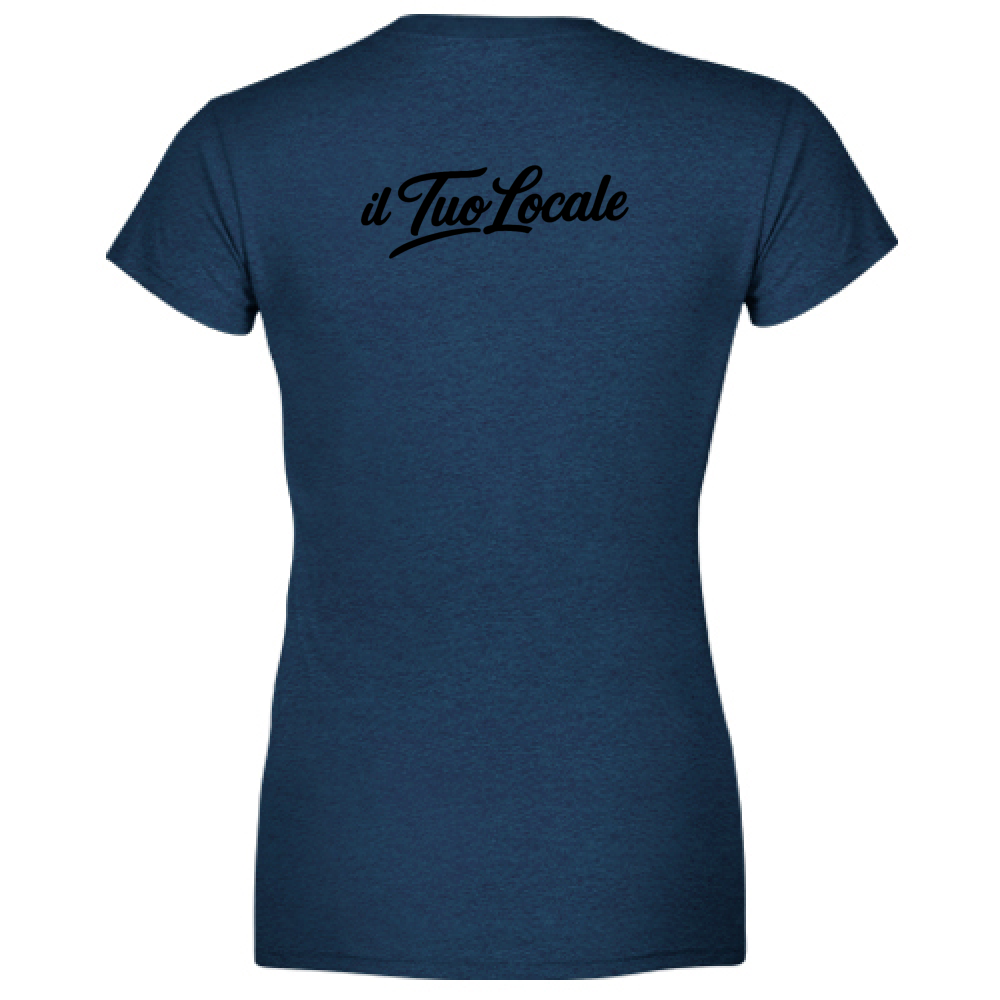 T-Shirt Donna Scollo V Stampa Retro Il Tuo Locale
