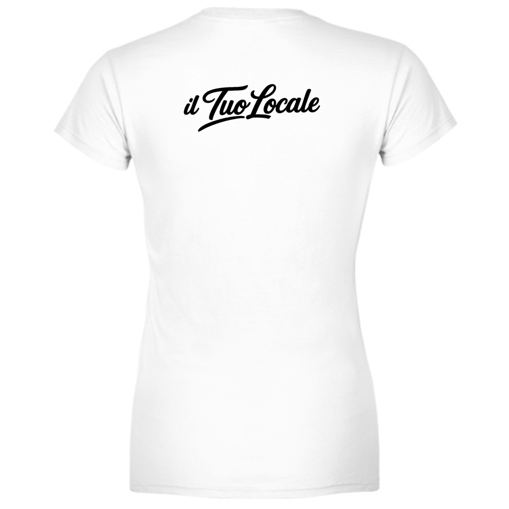 T-Shirt Donna Scollo V Stampa Retro Il Tuo Locale