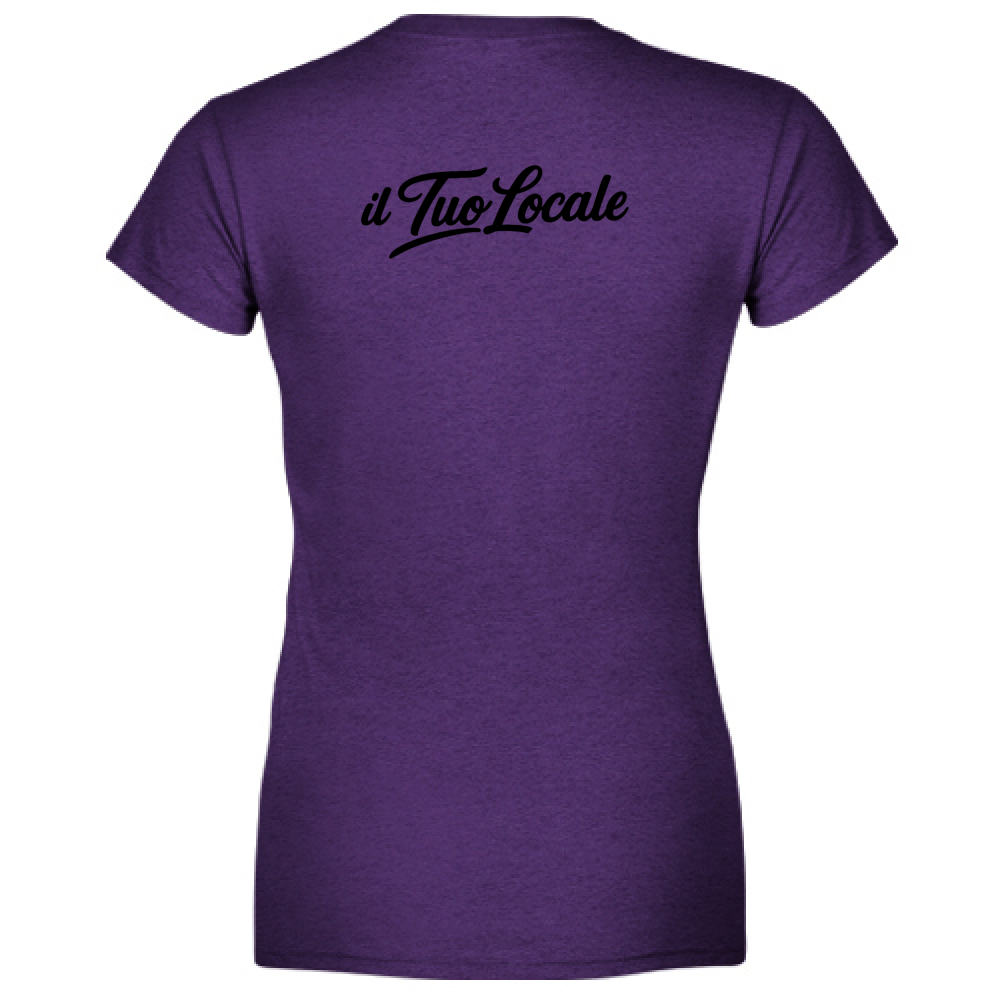 T-Shirt Donna Scollo V Stampa Retro Il Tuo Locale