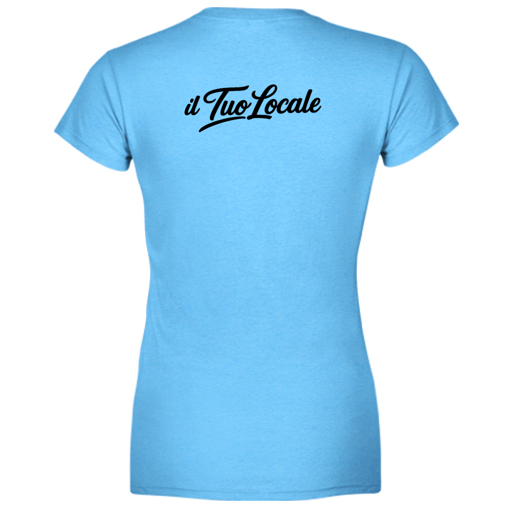 T-Shirt Donna Scollo V Stampa Retro Il Tuo Locale