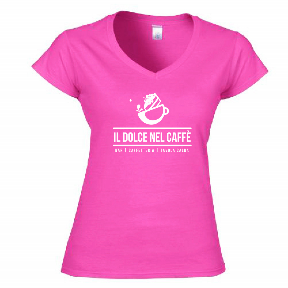 T-Shirt Donna Scollo V Il Dolce nel Caffè