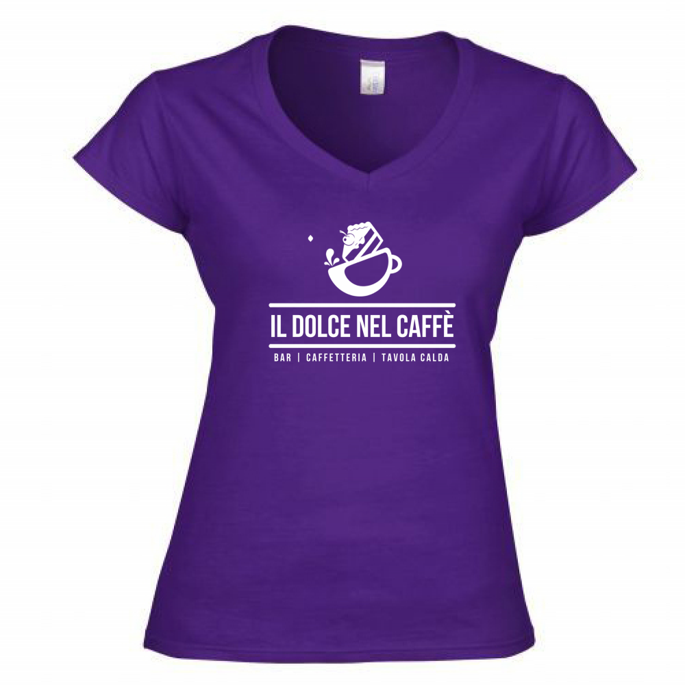 T-Shirt Donna Scollo V Il Dolce nel Caffè