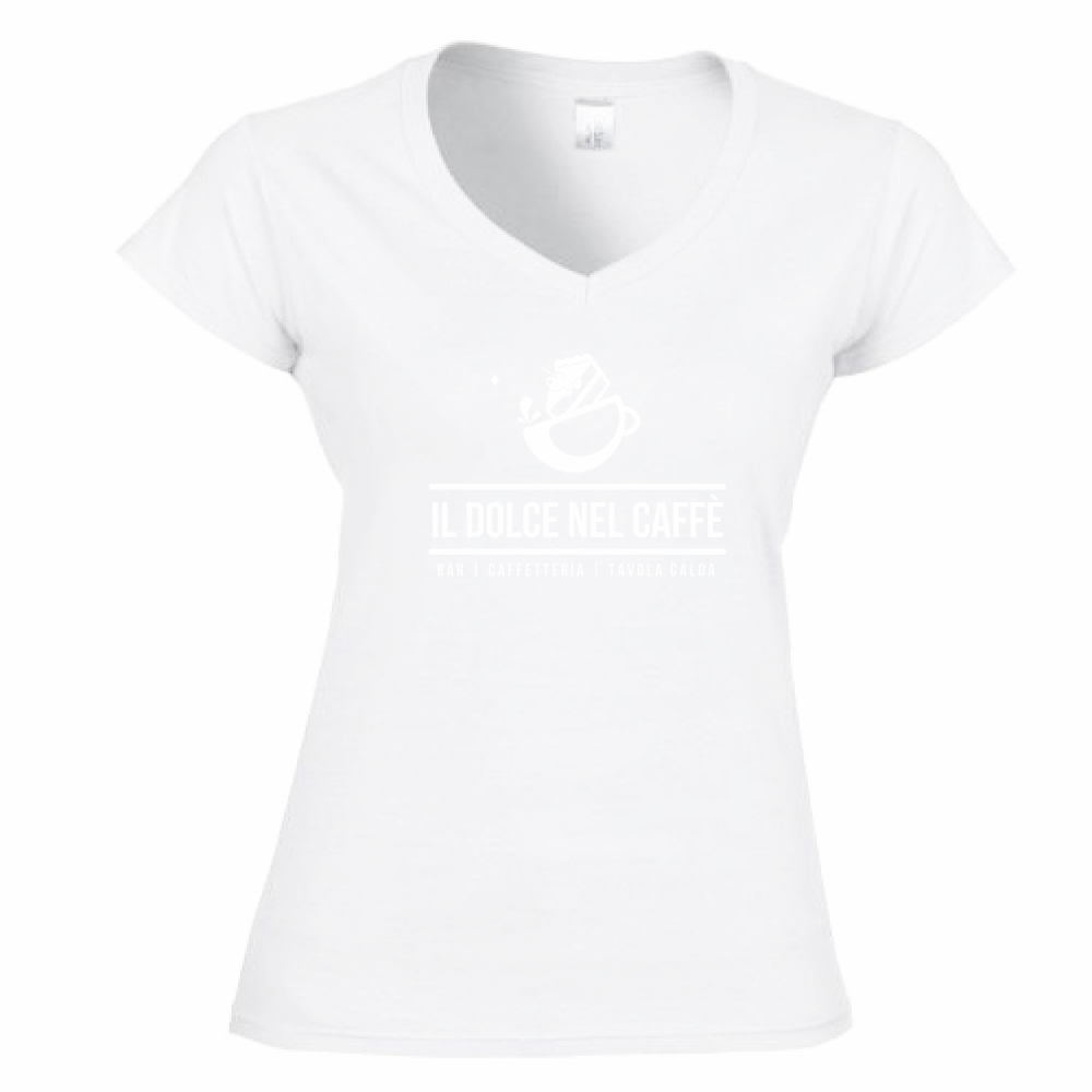 T-Shirt Donna Scollo V Il Dolce nel Caffè