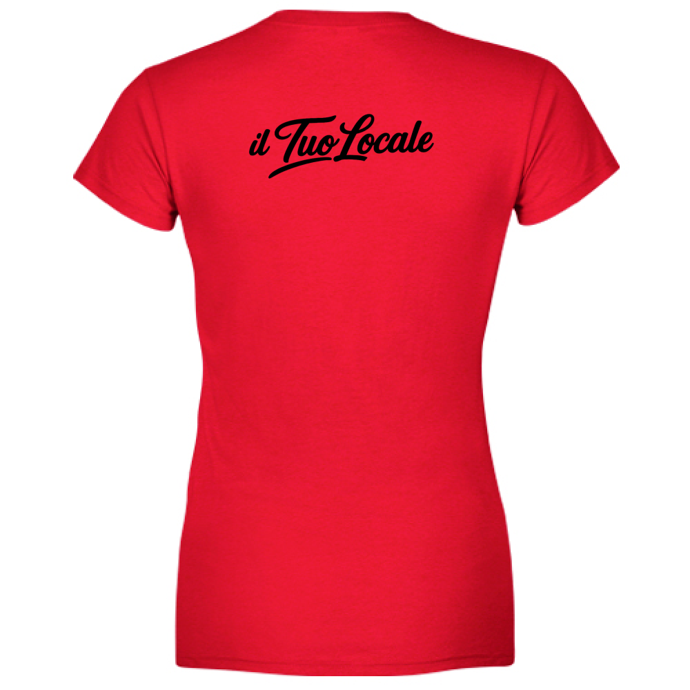 T-Shirt Donna Scollo V Stampa Retro Il Tuo Locale