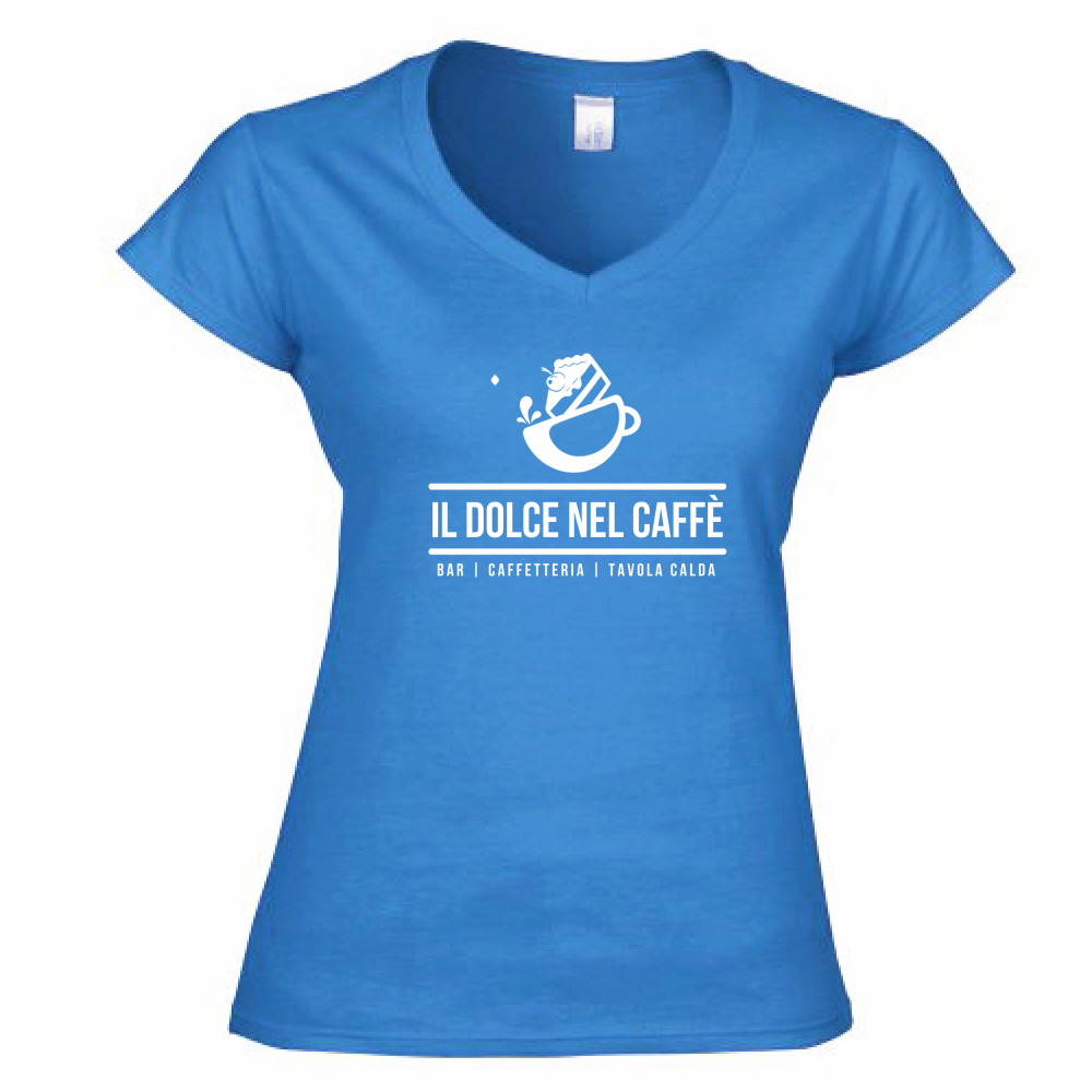 T-Shirt Donna Scollo V Il Dolce nel Caffè